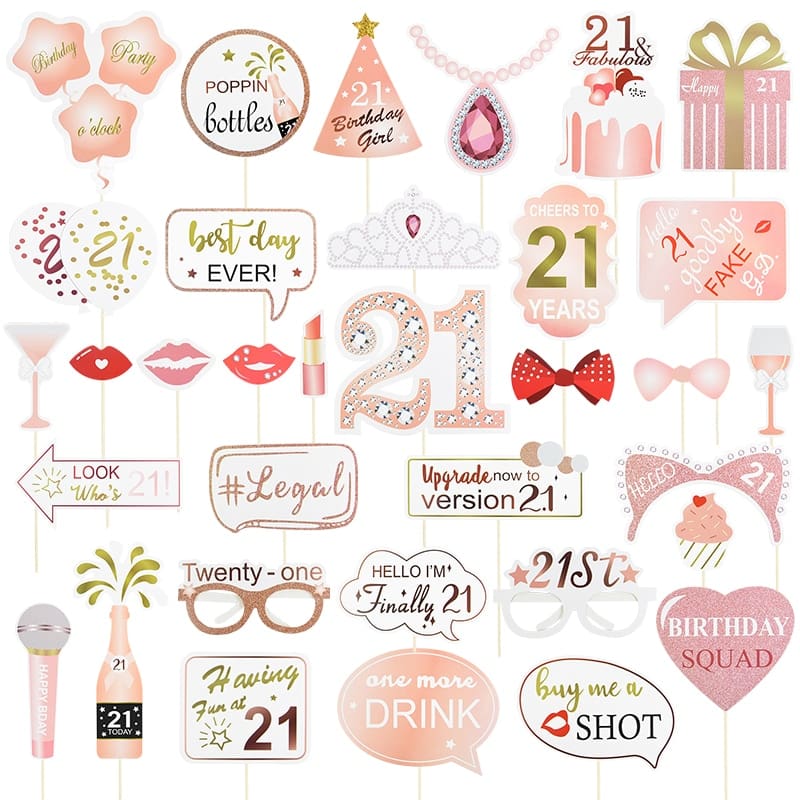 Rose-Gold-Pink-Sweet-18th-Birthday-Photo-Booth-Props-21st-30th-Happy-Birthday-Party-Background-Handheld