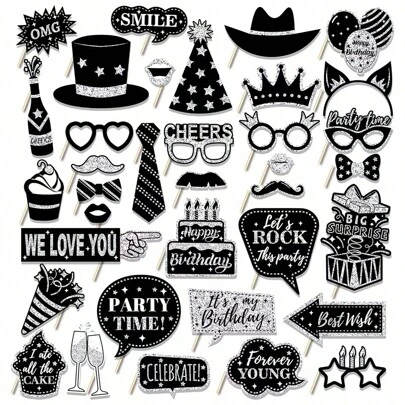 Perth Photo booth hire Props Black Silver Birthday