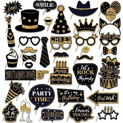Perth Photo booth hire Props Gold Birthday party props