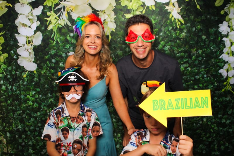 Birthday party photo booth fun in Perth with colourful props